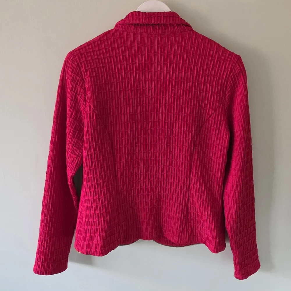 Frank Lyman Design 10 Modern Contemporary Textured Exposed Zipper  Knit Jacket - Picture 10 of 13